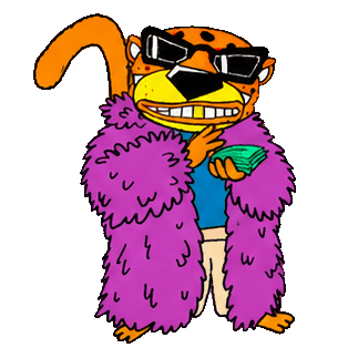 Cheetah throwing cash